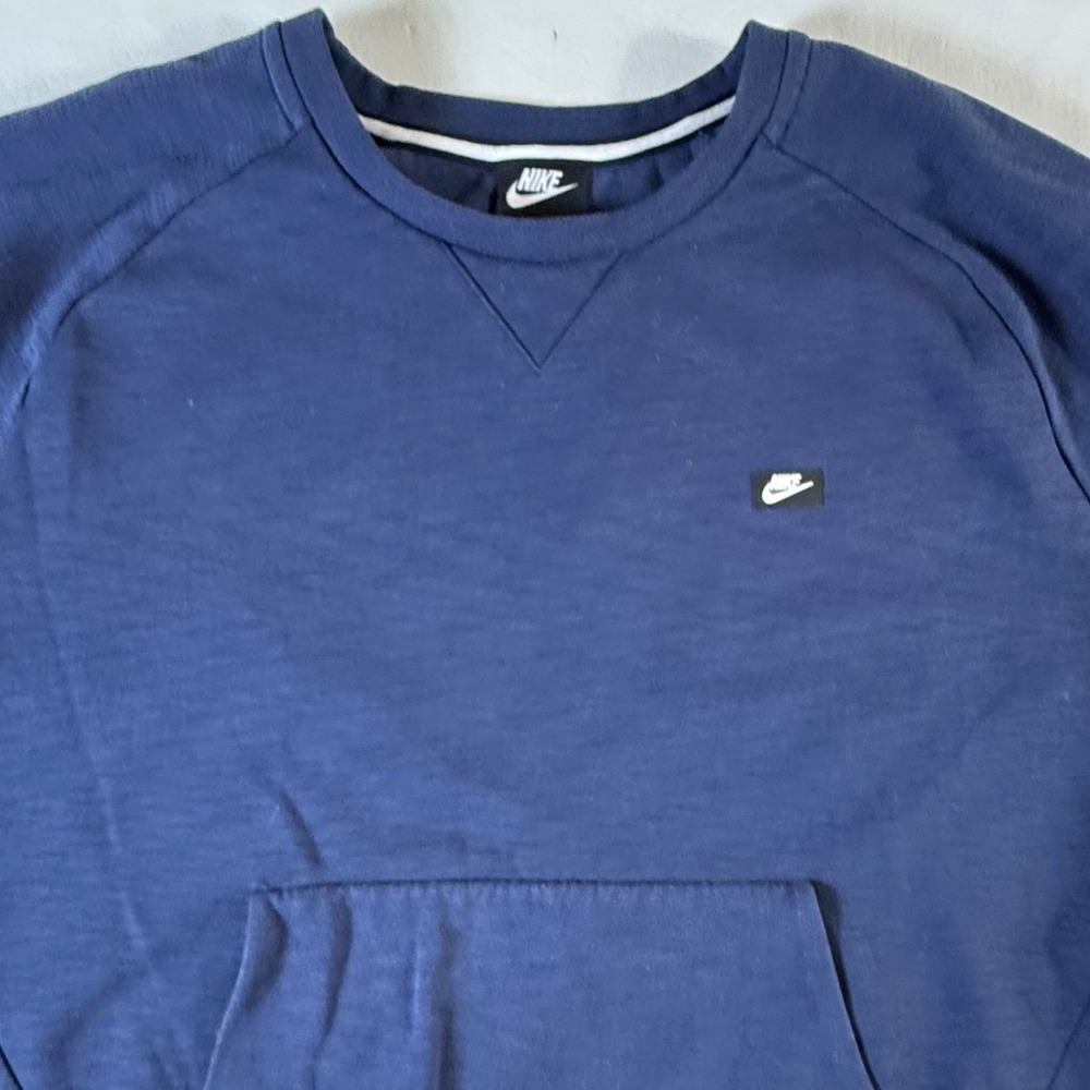 Nike‎ Raglan Sleeve Crewneck Sweatshirt Mens 2XL Kangaroo Pocket Navy Pullover